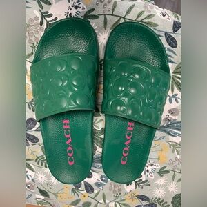 Coach Women's Green Slide Sandals